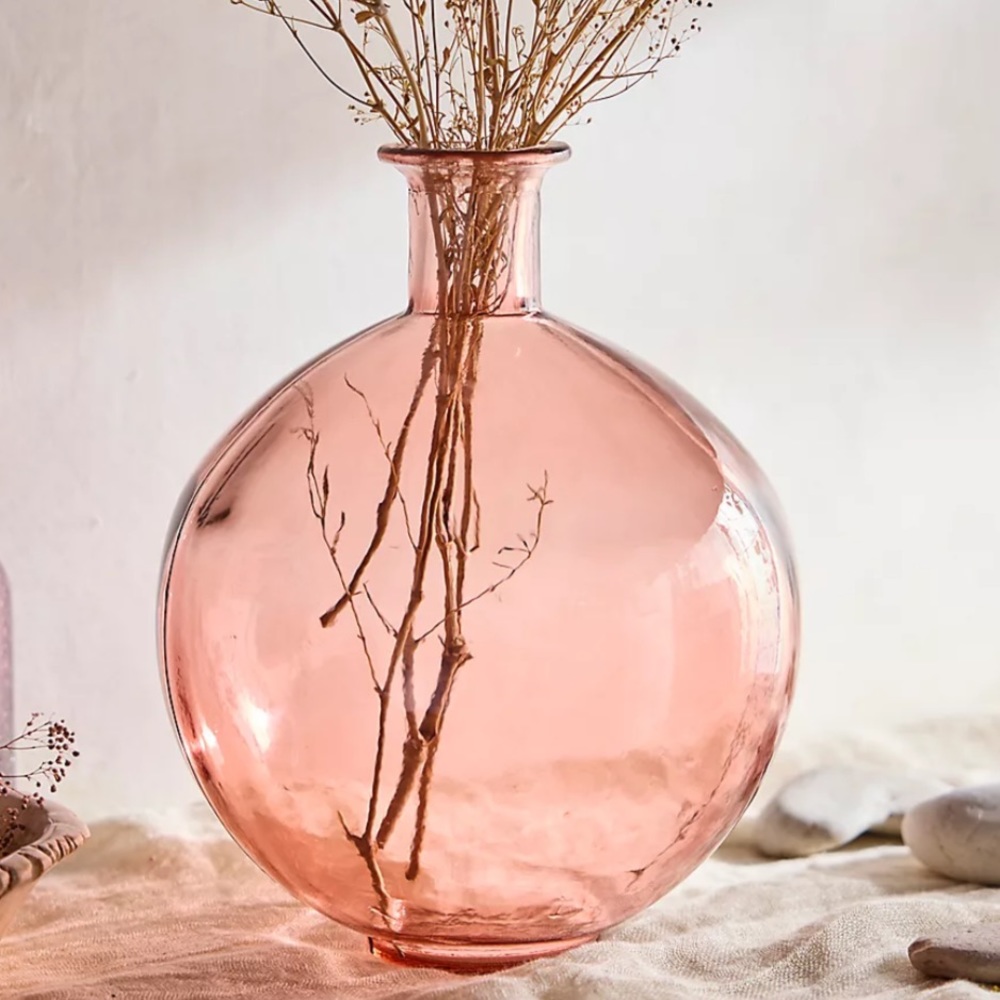 Pink Glass Round Vase * - Picture 2 of 7